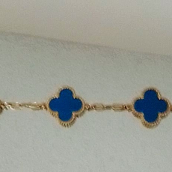 Blue and Gold Clover Bracelet - Picture 2 of 3